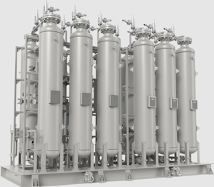 The pressure swing absorption process involves several steps to purify the biogas and separate the methane from the carbon dioxide.